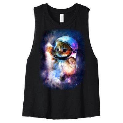 Astronaut Cat In Space Women's Racerback Cropped Tank