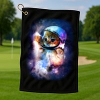 Astronaut Cat In Space Golf Towel