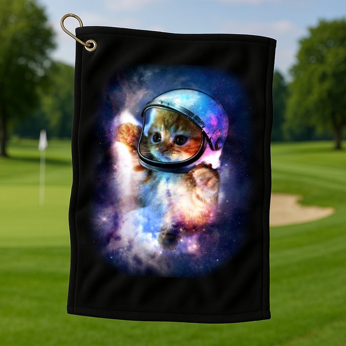 Astronaut Cat In Space Golf Towel