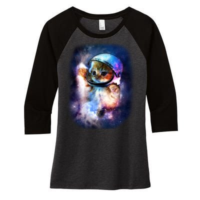 Astronaut Cat In Space Women's Tri-Blend 3/4-Sleeve Raglan Shirt