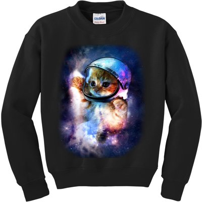 Astronaut Cat In Space Kids Sweatshirt