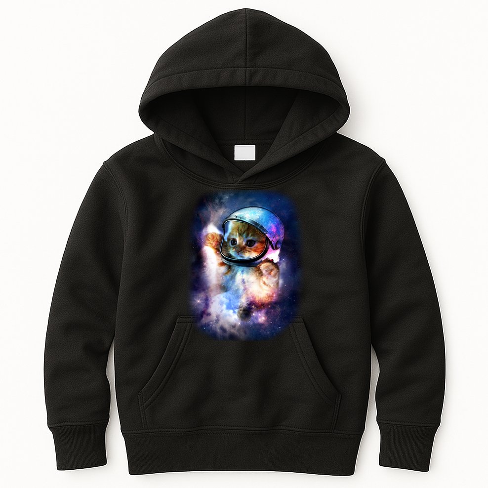 Astronaut Cat In Space Kids Hoodie