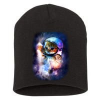 Astronaut Cat In Space Short Acrylic Beanie