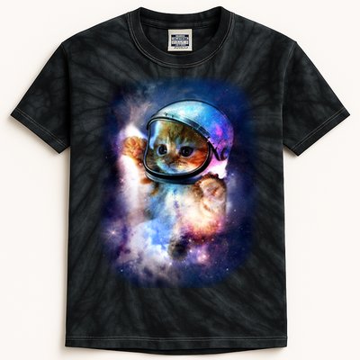 Astronaut Cat In Space Kids Tie-Dye T-Shirt