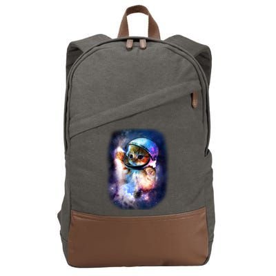 Astronaut Cat In Space Cotton Canvas Backpack
