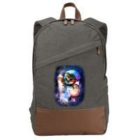 Astronaut Cat In Space Cotton Canvas Backpack