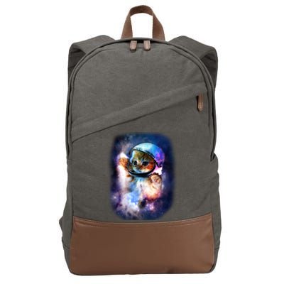 Astronaut Cat In Space Cotton Canvas Backpack