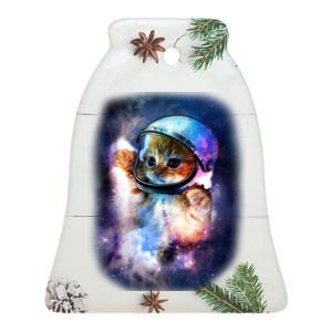 Astronaut Cat In Space Ceramic Bell Ornament