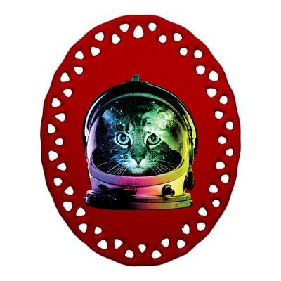 Astronaut Cat Space Helmet Ceramic Oval Ornament