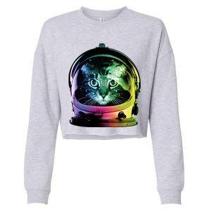 Astronaut Cat Space Helmet Cropped Pullover Crew