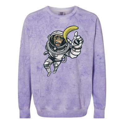 Astronaut Chimp Banana Colorblast Crewneck Sweatshirt