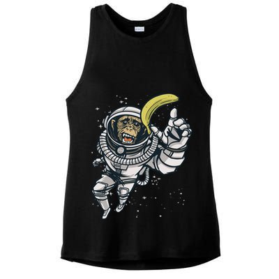 Astronaut Chimp Banana Ladies PosiCharge Tri-Blend Wicking Tank