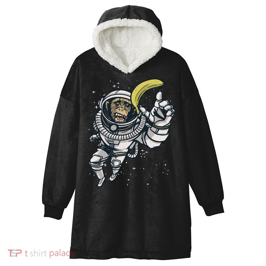 Astronaut Chimp Banana Hooded Wearable Blanket