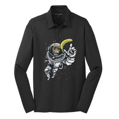 Astronaut Chimp Banana Silk Touch Performance Long Sleeve Polo