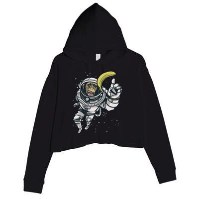 Astronaut Chimp Banana Crop Fleece Hoodie