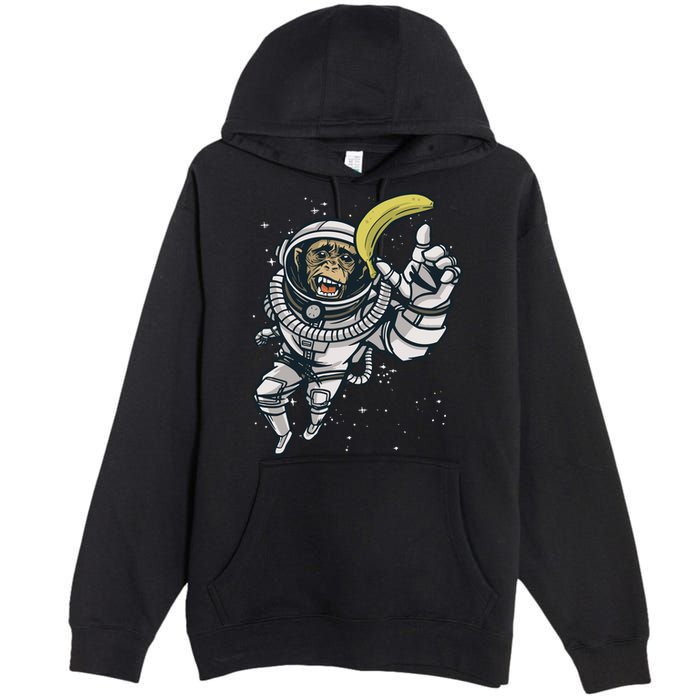 Astronaut Chimp Banana Premium Pullover Hoodie