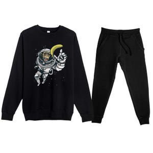 Astronaut Chimp Banana Premium Crewneck Sweatsuit Set