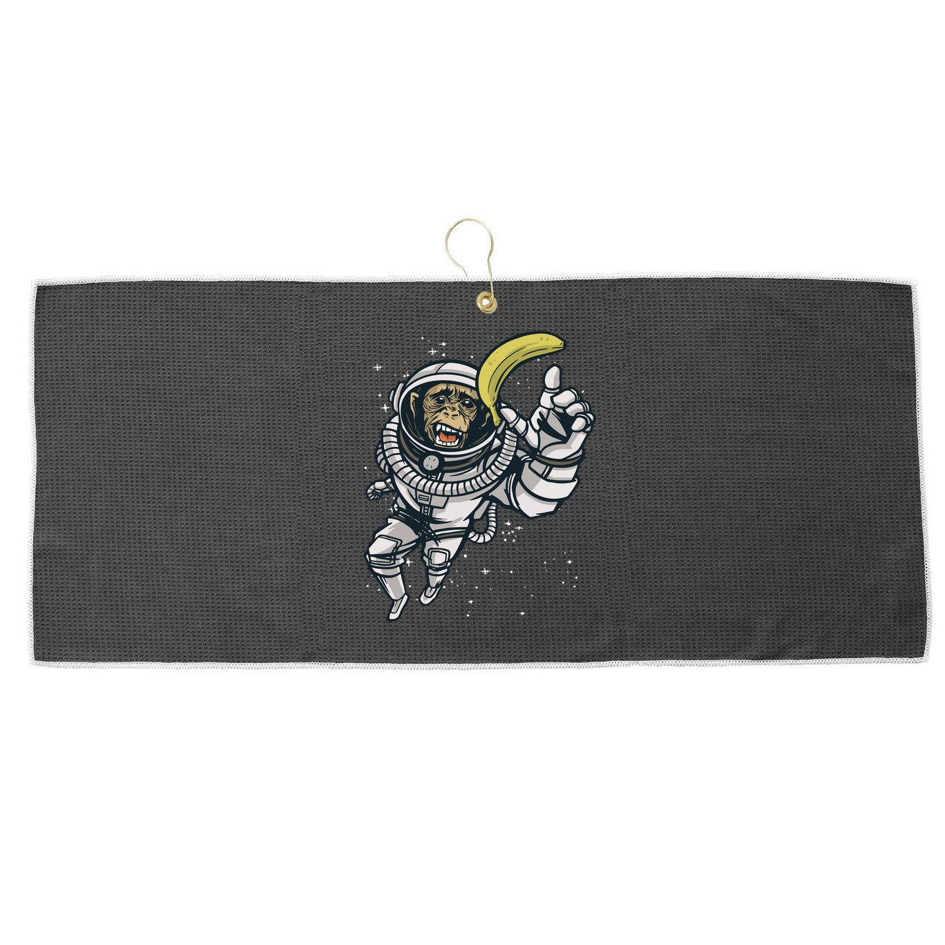 Astronaut Chimp Banana Large Microfiber Waffle Golf Towel