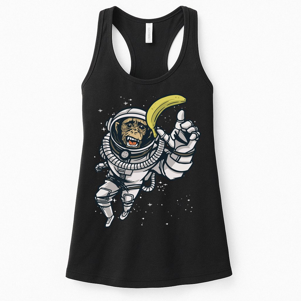 Astronaut Chimp Banana Womens Tank Top