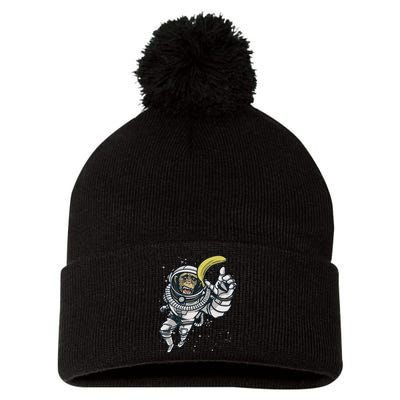 Astronaut Chimp Banana Pom Pom 12in Knit Beanie
