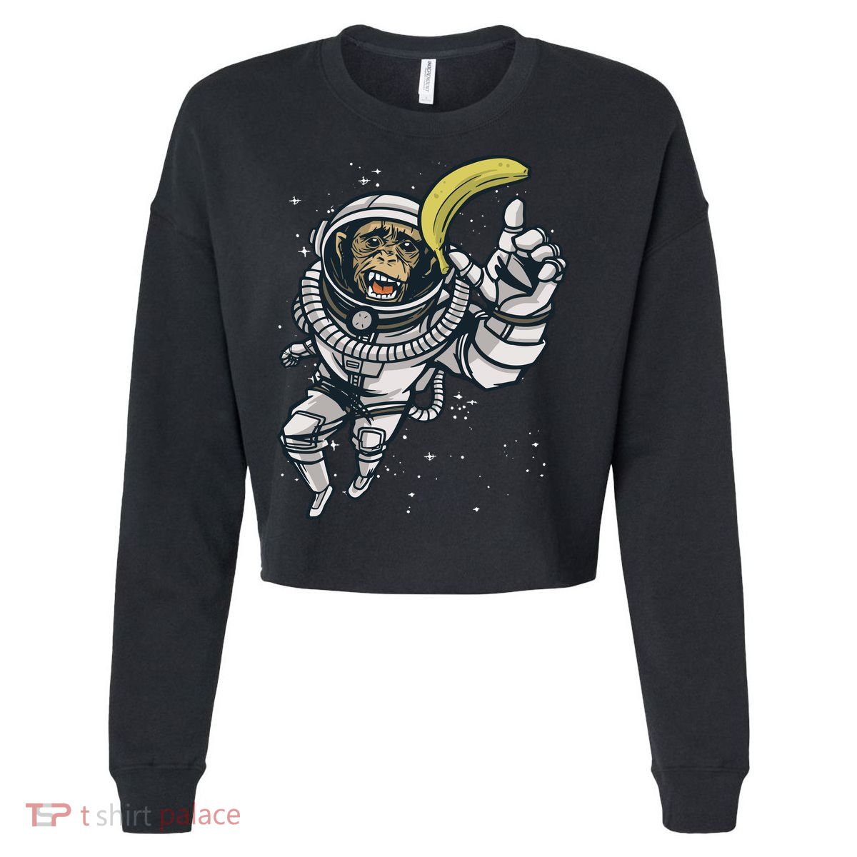 Astronaut Chimp Banana Cropped Pullover Crew
