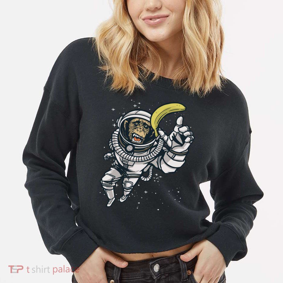 Astronaut Chimp Banana Cropped Pullover Crew