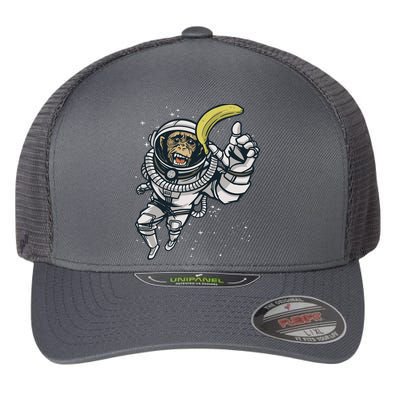 Astronaut Chimp Banana Flexfit Unipanel Trucker Cap