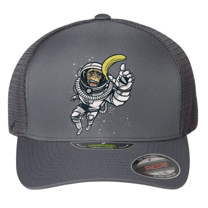 Astronaut Chimp Banana Flexfit Unipanel Trucker Cap