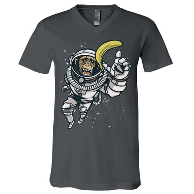 Astronaut Chimp Banana V-Neck T-Shirt