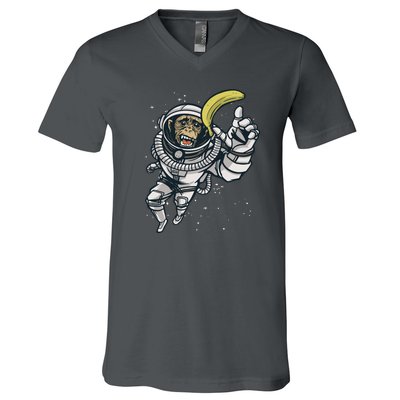 Astronaut Chimp Banana V-Neck T-Shirt