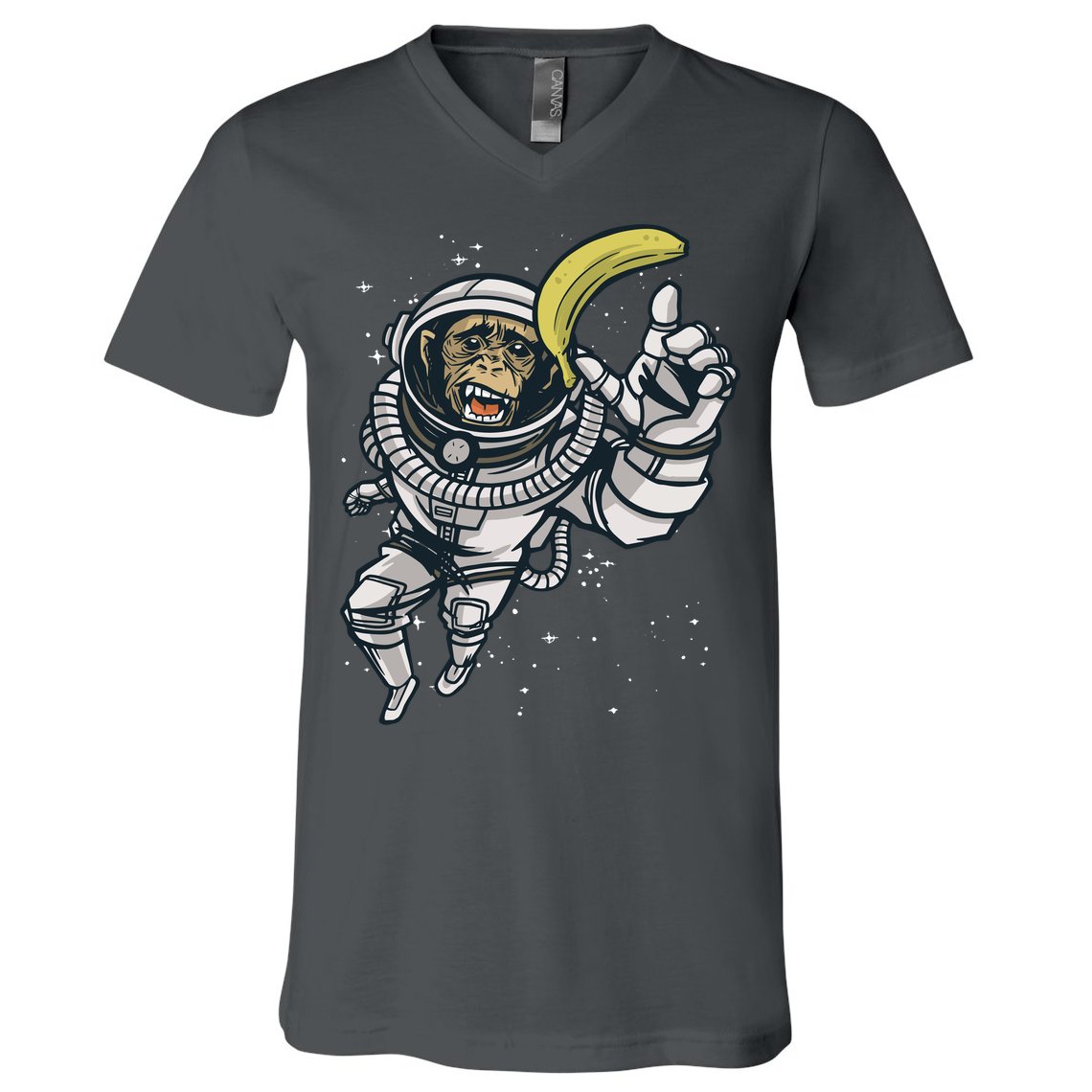 Astronaut Chimp Banana V-Neck T-Shirt