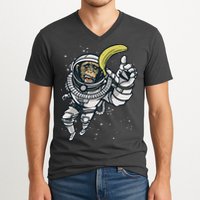 Astronaut Chimp Banana V-Neck T-Shirt