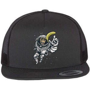 Astronaut Chimp Banana Flat Bill Trucker Hat