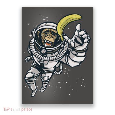 Astronaut Chimp Banana Poster