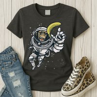 Astronaut Chimp Banana Womens T-Shirt