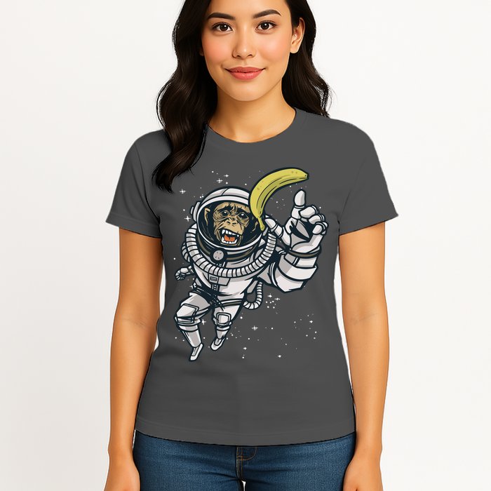 Astronaut Chimp Banana Womens T-Shirt
