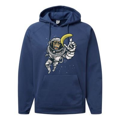 Astronaut Chimp Banana Performance Fleece Hoodie