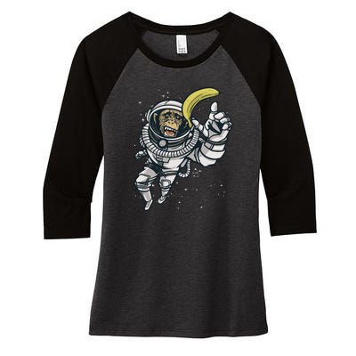 Astronaut Chimp Banana Women's Tri-Blend 3/4-Sleeve Raglan Shirt