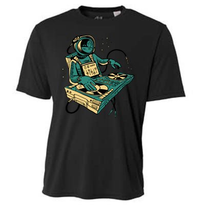 Astronaut Djing Space Cooling Performance Crew T-Shirt