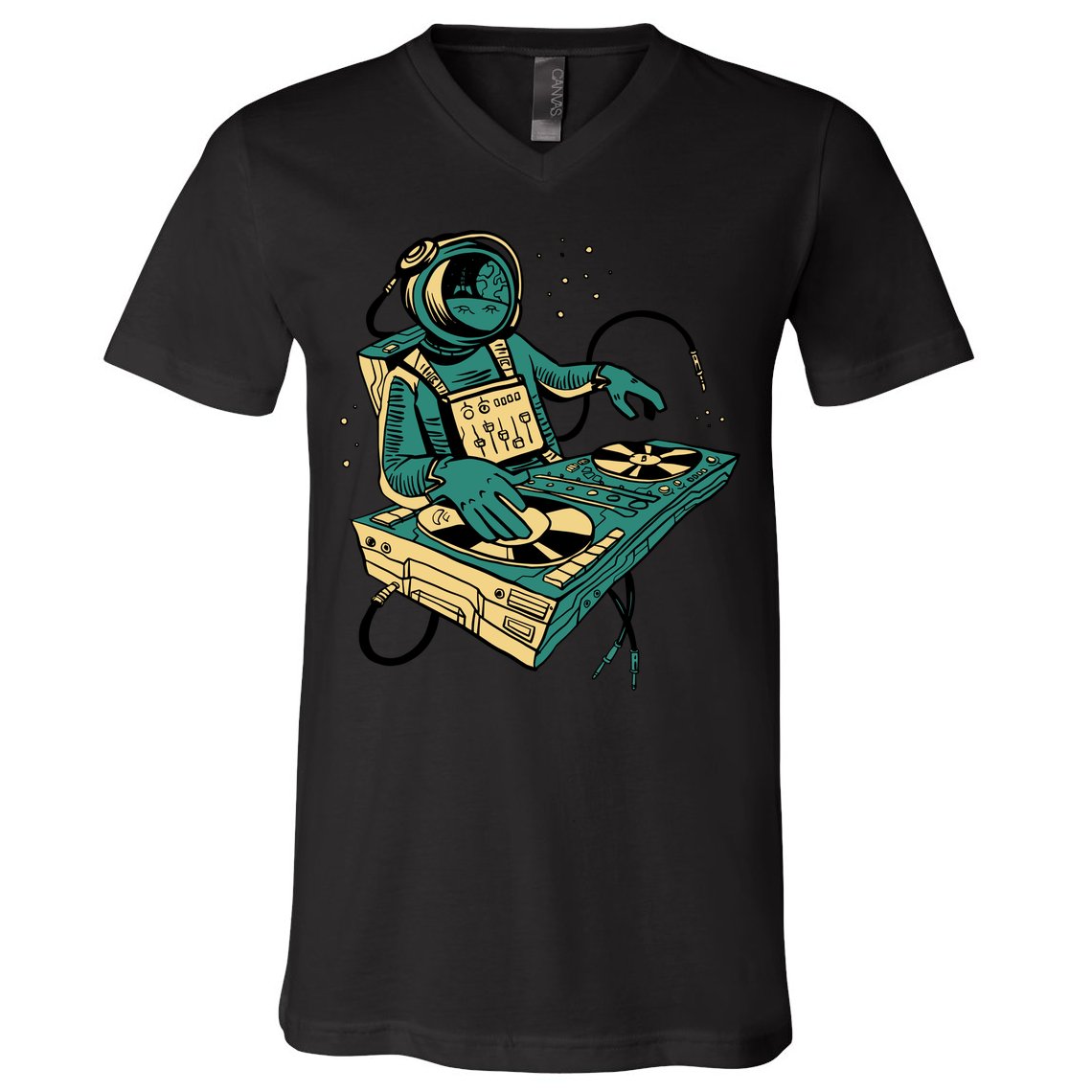 Astronaut Djing Space V-Neck T-Shirt