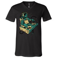 Astronaut Djing Space V-Neck T-Shirt