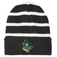 Astronaut Djing Space Striped Beanie with Solid Band