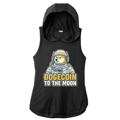 Astronaut Dogecoin To The Moon Crypto Ladies PosiCharge Tri-Blend Wicking Draft Hoodie Tank