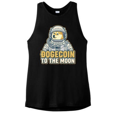 Astronaut Dogecoin To The Moon Crypto Ladies PosiCharge Tri-Blend Wicking Tank