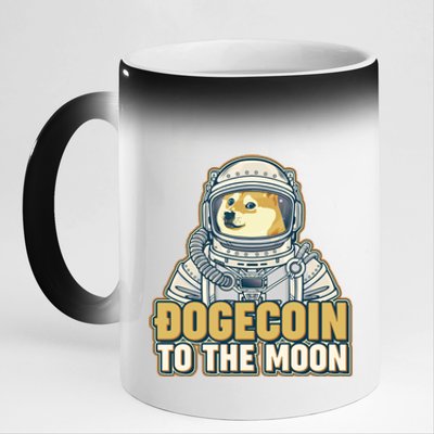 Astronaut Dogecoin To The Moon Crypto 11oz Black Color Changing Mug