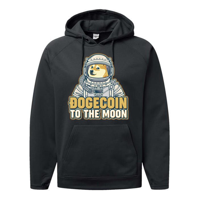 Astronaut Dogecoin To The Moon Crypto Performance Fleece Hoodie