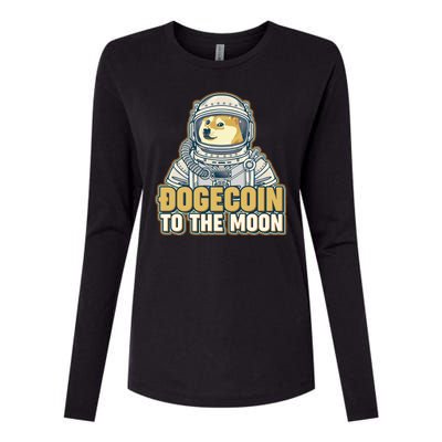 Astronaut Dogecoin To The Moon Crypto Womens Cotton Relaxed Long Sleeve T-Shirt