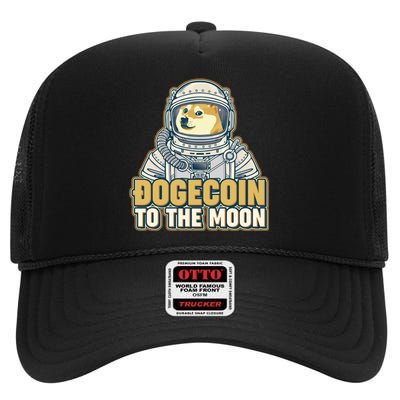 Astronaut Dogecoin To The Moon Crypto High Crown Mesh Back Trucker Hat