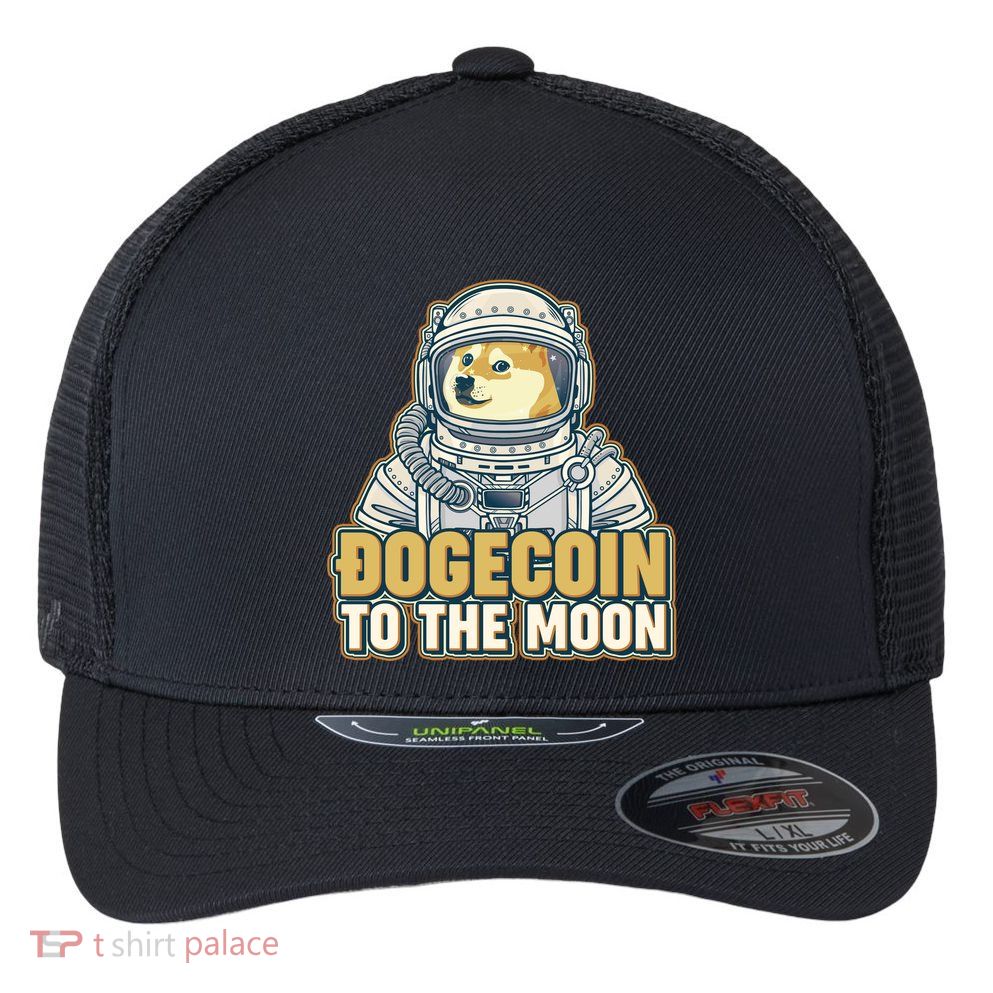 Astronaut Dogecoin To The Moon Crypto Flexfit Unipanel Trucker Cap