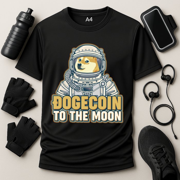 Astronaut Dogecoin To The Moon Crypto Performance Shirt
